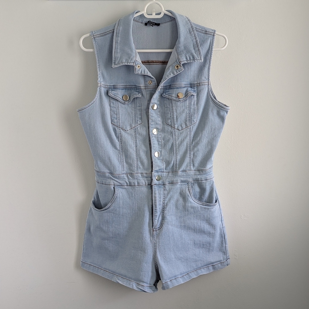 Light Blue Denim Sleeveless Romper